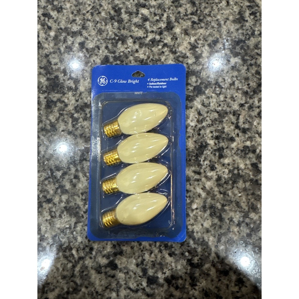 NEW GE C-9 Replacement Bulb White Halloween, Christmas‎  4 Pack